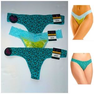 NWT 3 Pcs Women Lace Thong Panties intimates Size Large stretchy sexy Lingerie*